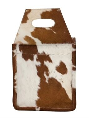 Myra Bag Carry Joy 6 Pack Beer Caddy Natural Cowhide Leather Bar Accessories